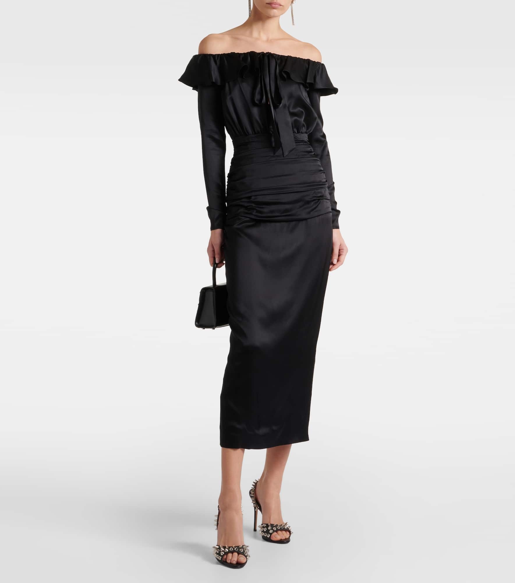 Off-shoulder silk midi dress - 2