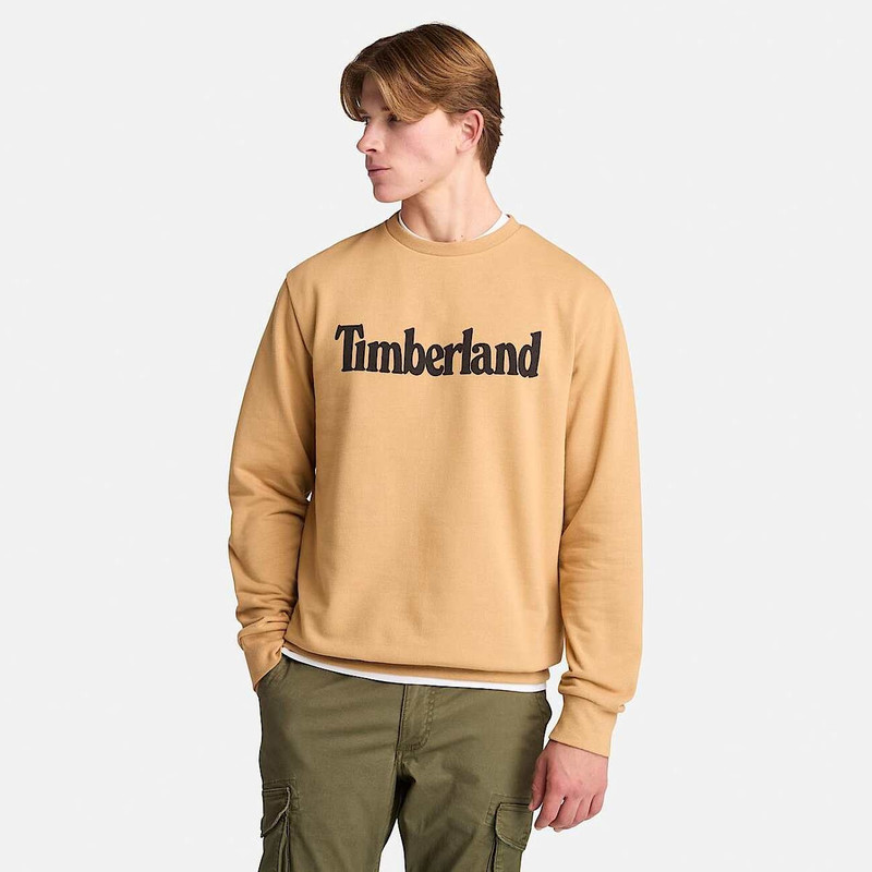 Timberland Men's Northwood US Wordmark Logo Brushed Back Crew Neck Sweatshirt outlook