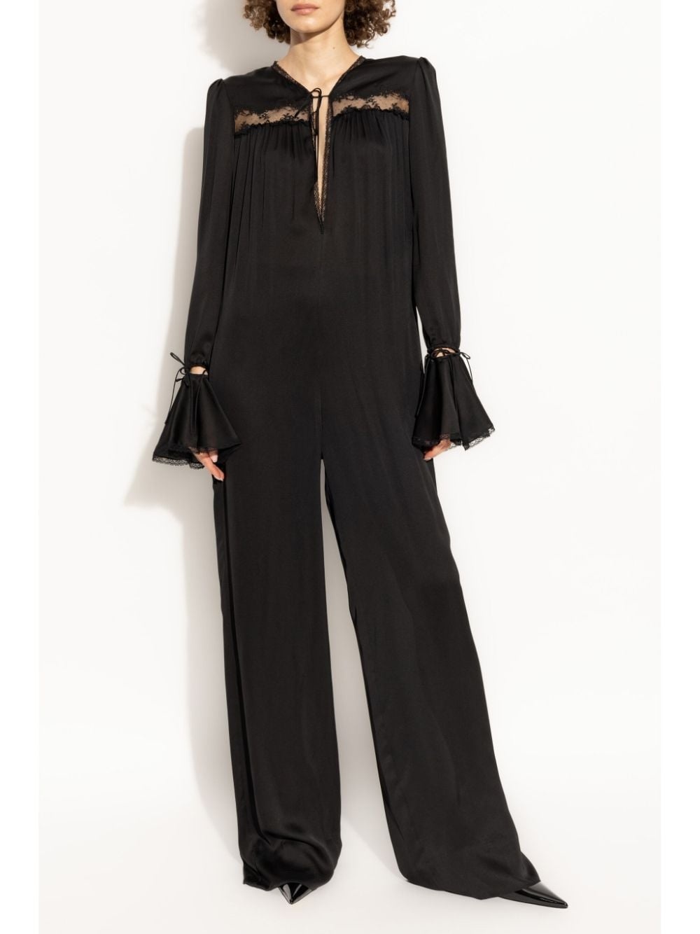 drawstring long-sleeve jumpsuit - 3