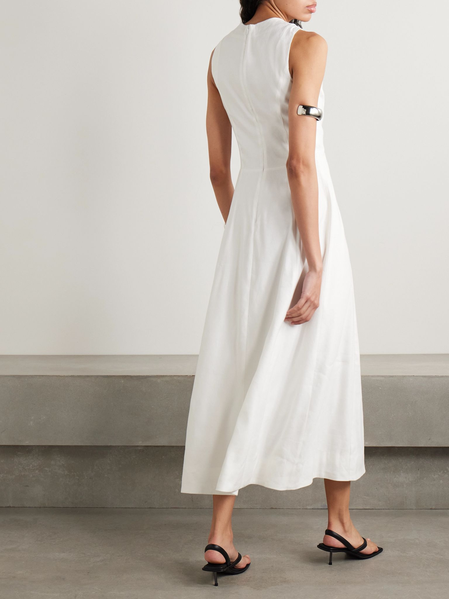 Martine linen-blend maxi dress White - 3