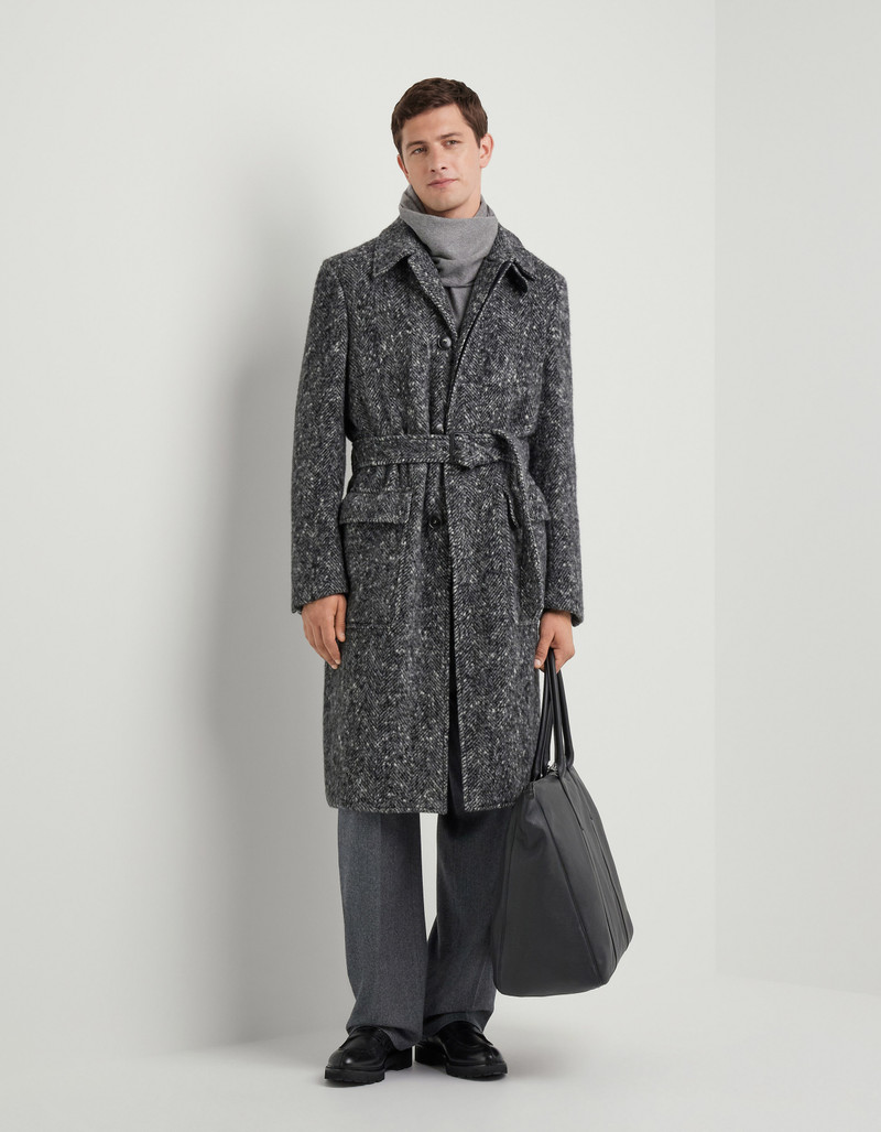 Canali BABY ALPACA AND WOOL BLEND COAT WITH LEATHER DETAILS outlook