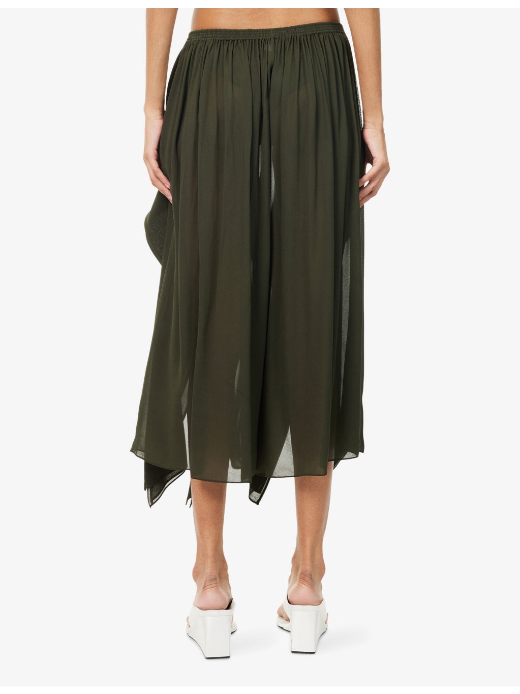 Ruffle Semi-Sheer Georgette Trousers - 4