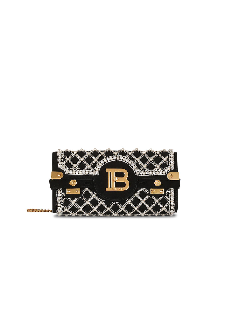 Suede and embroidered pearl B-Buzz 23 clutch bag 6