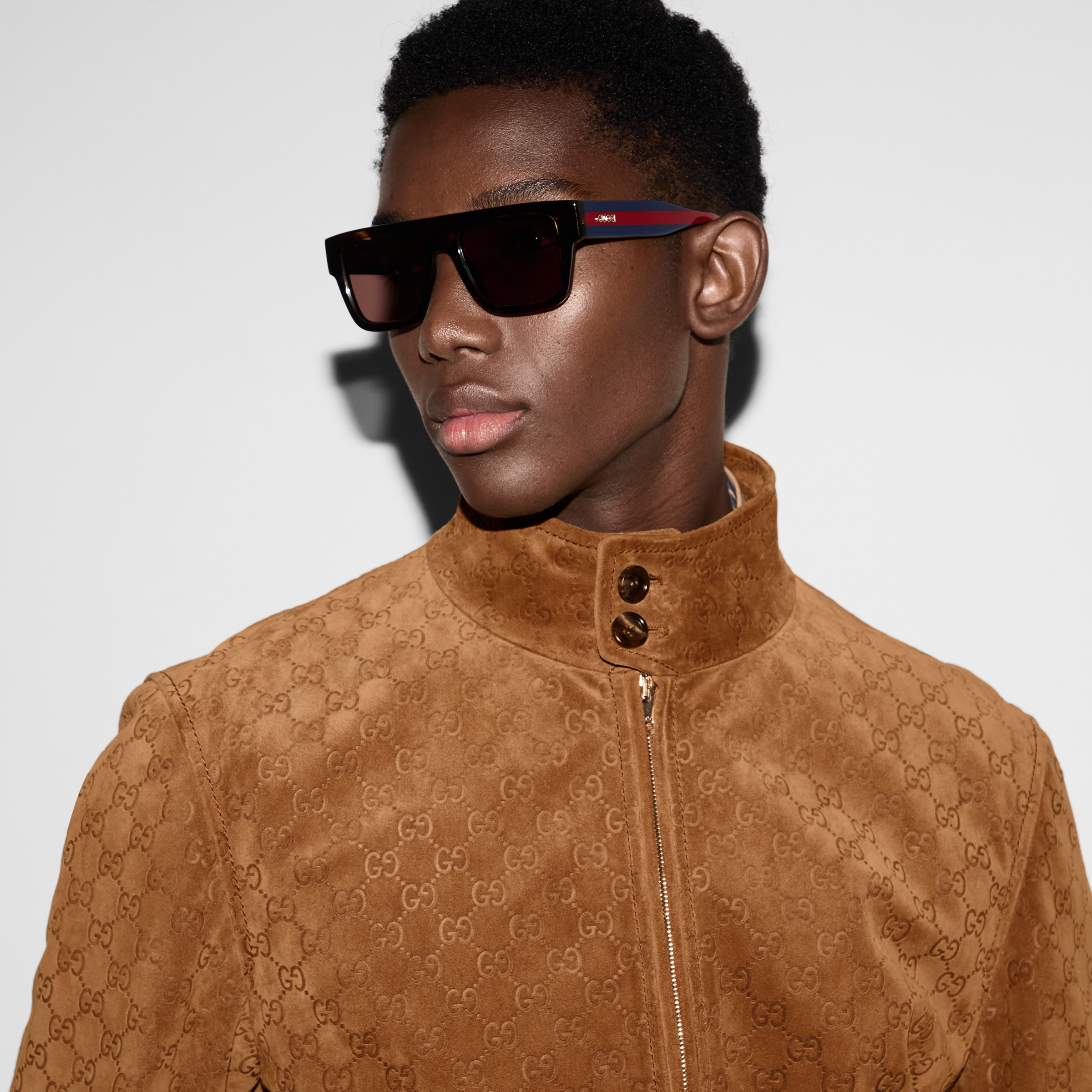Embossed GG suede bomber jacket - 5