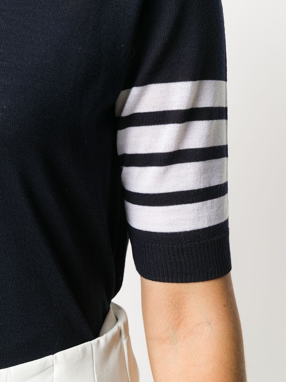 merino polo top with stripe detail - 5