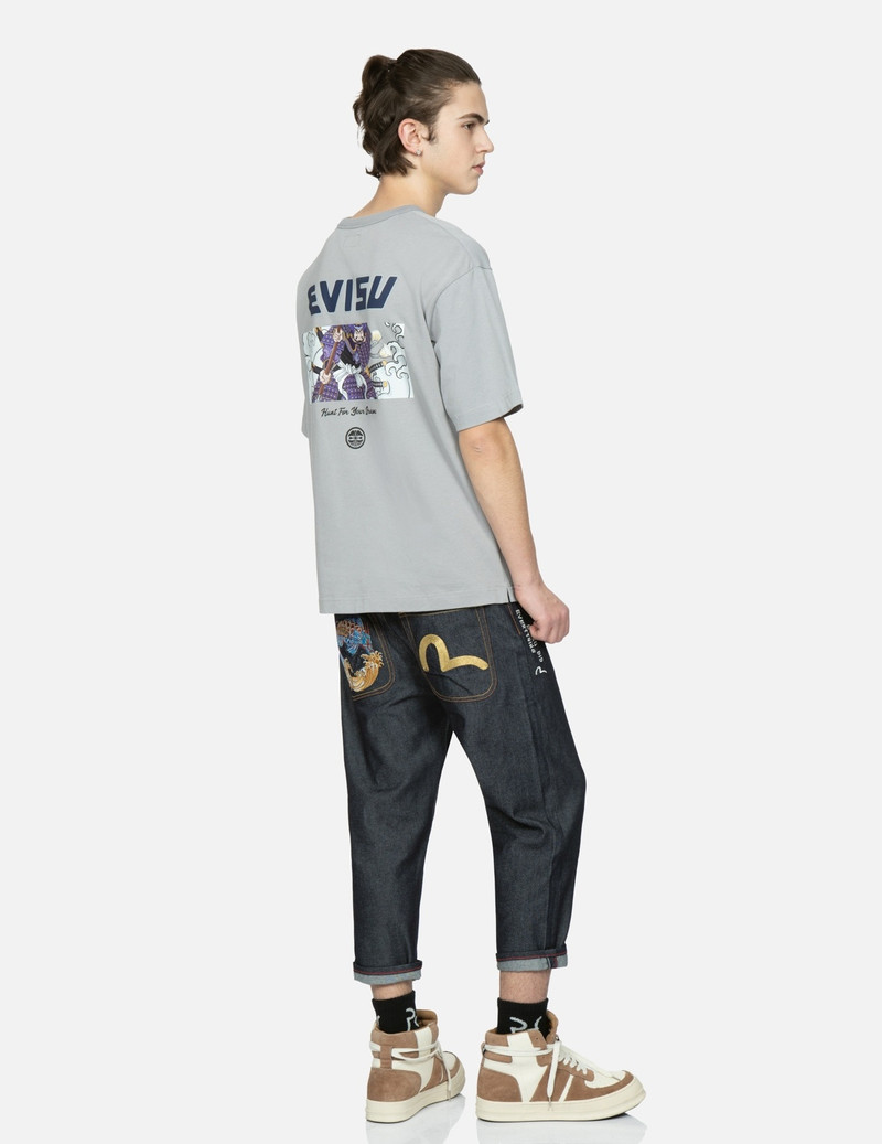 DRAGON-KOI AND SEAGULL EMBROIDERY CROPPED-FIT JEANS #2027 3