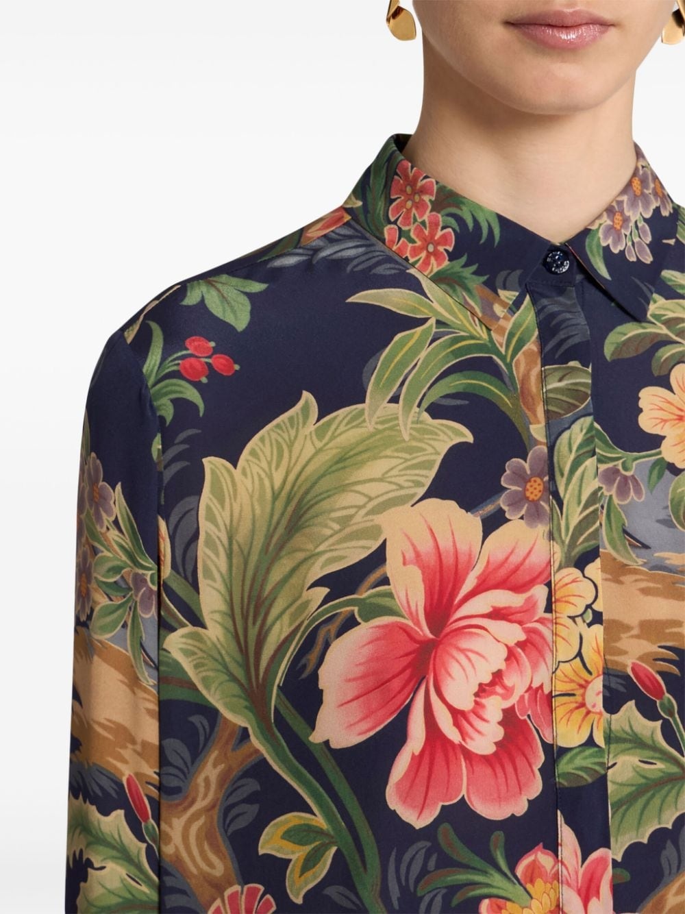 floral-print silk shirt - 4