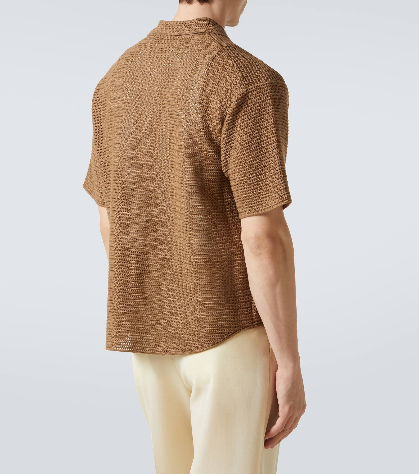 Knitted cotton mesh shirt - 4