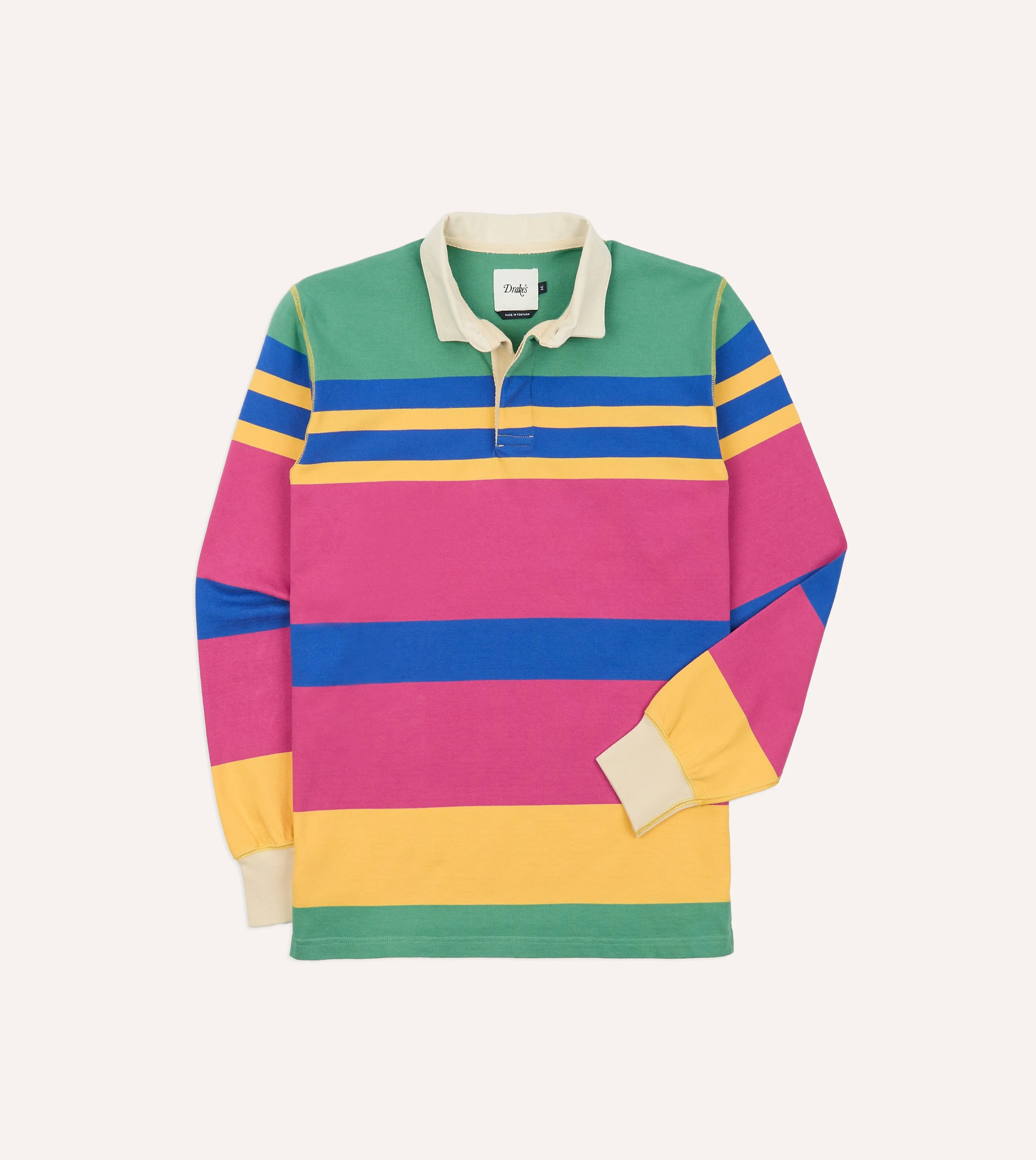 Pink, Green, Yellow and Navy Pastel Stripe Cotton Rugby Shirt - 1