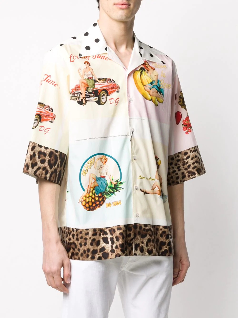 postcard-print bowling shirt - 3