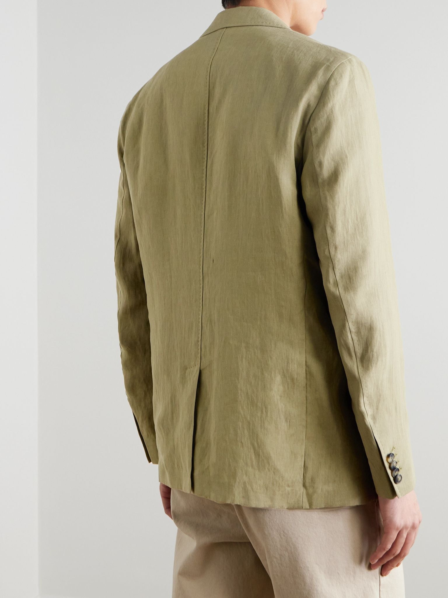 Garret Unstructured Linen Suit Jacket Green - 3