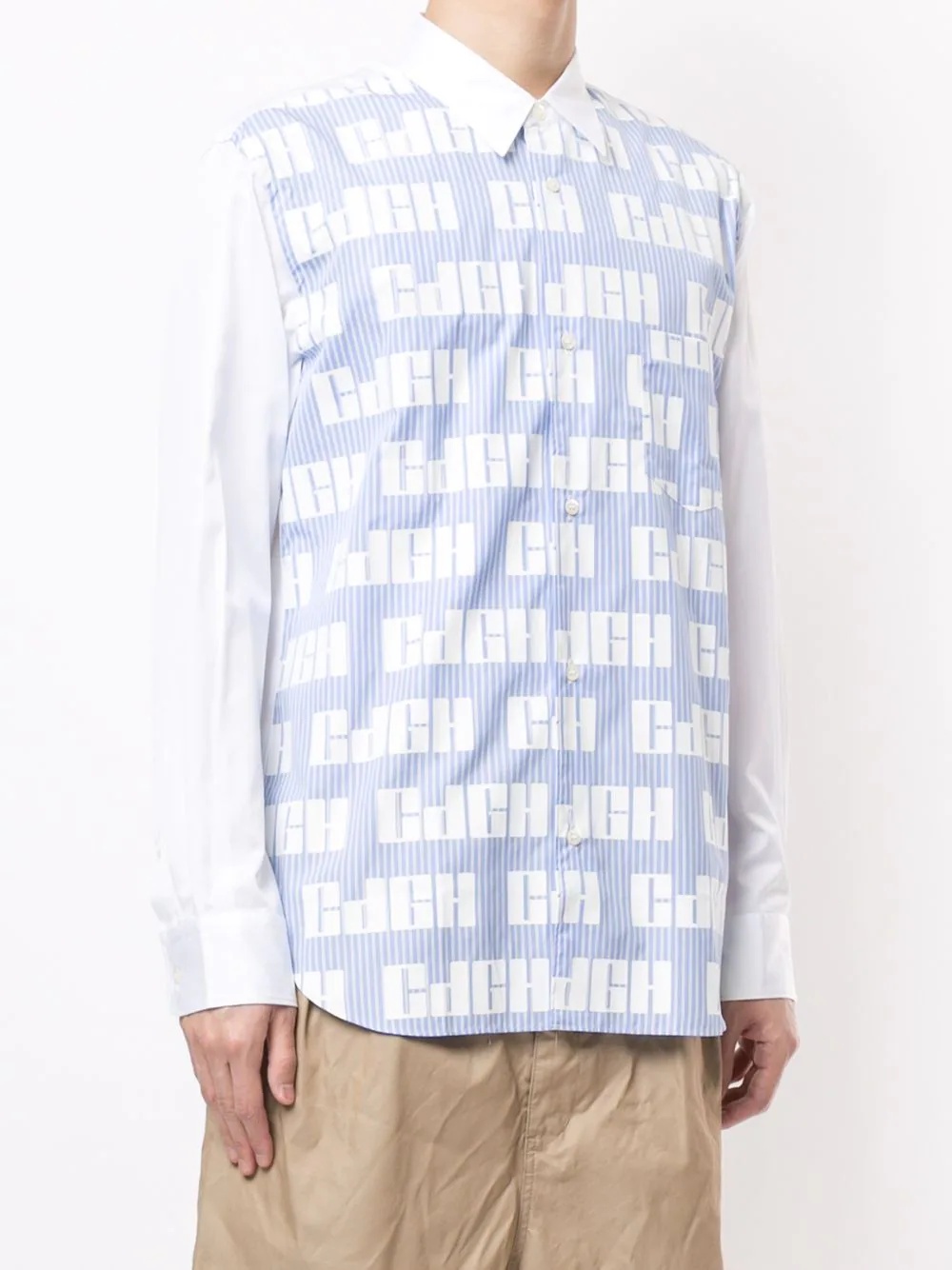 panelled-print cotton shirt - 3