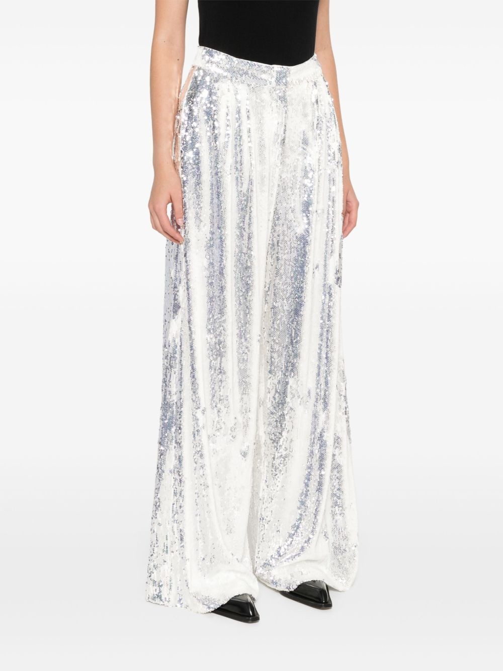mid-waist wide-leg trousers - 3