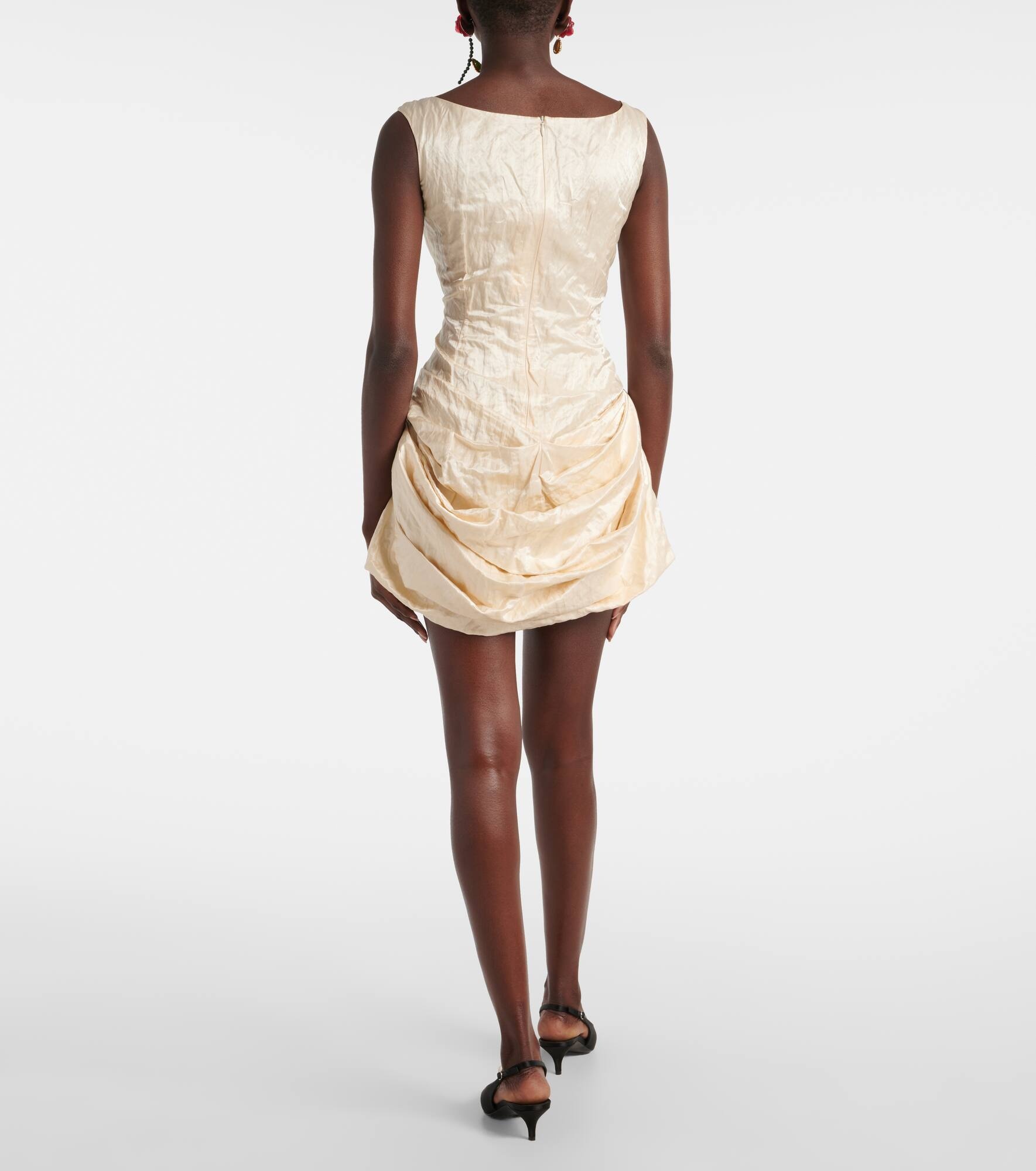 Draped cotton-blend minidress - 3