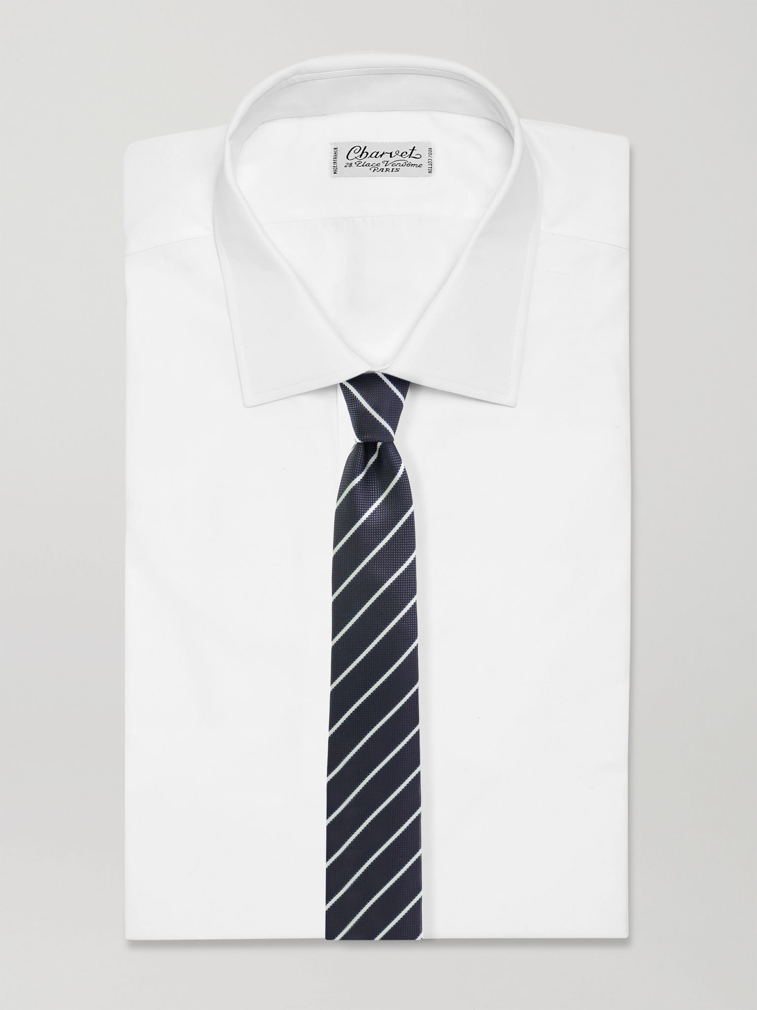 8cm Striped Silk-Jacquard Tie Blue - 2
