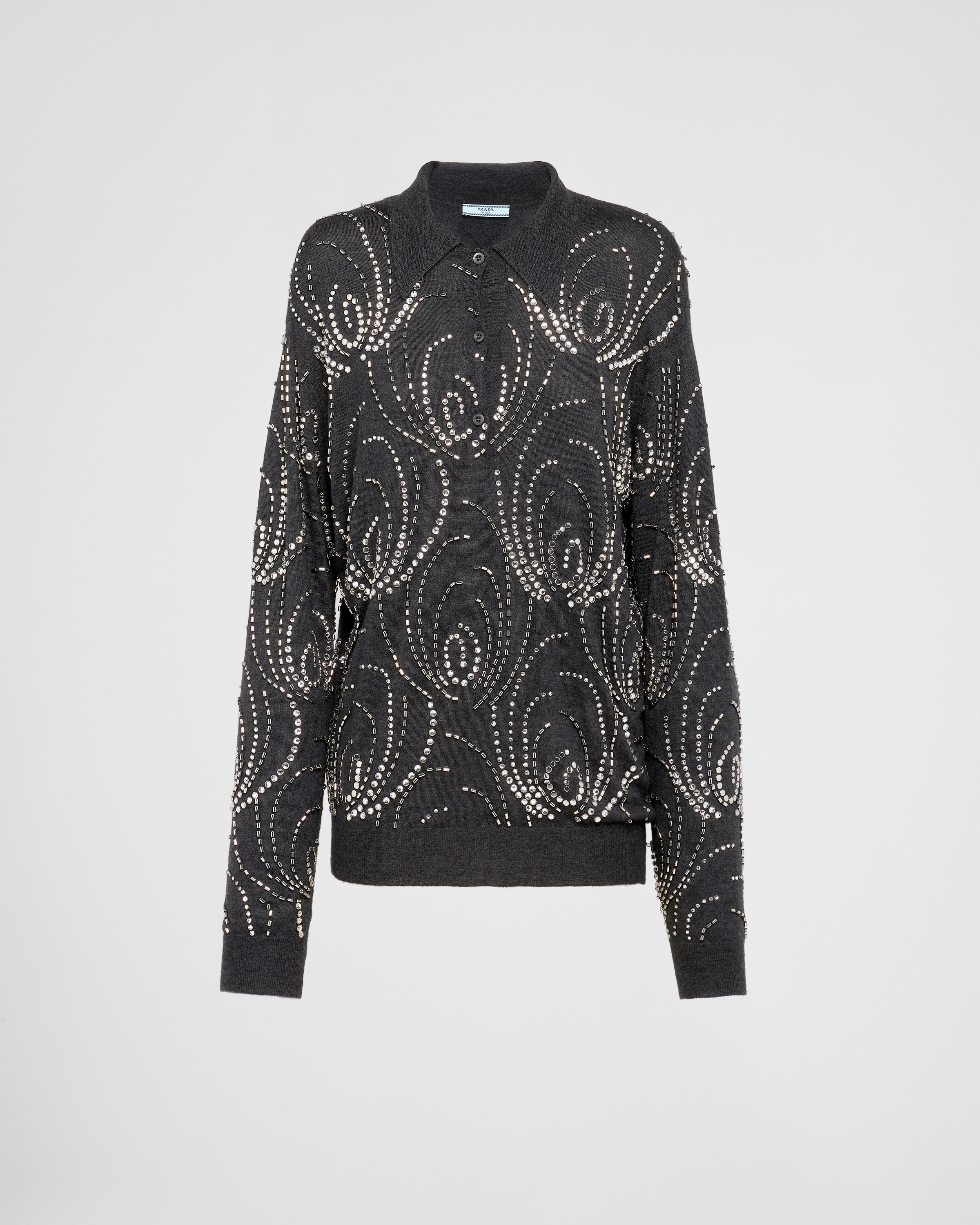 Cashmere polo shirt with embroidery - 1