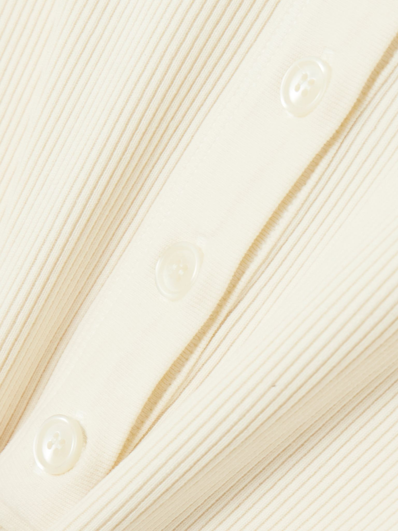 Varra ribbed jersey Henley top Off-white - 4