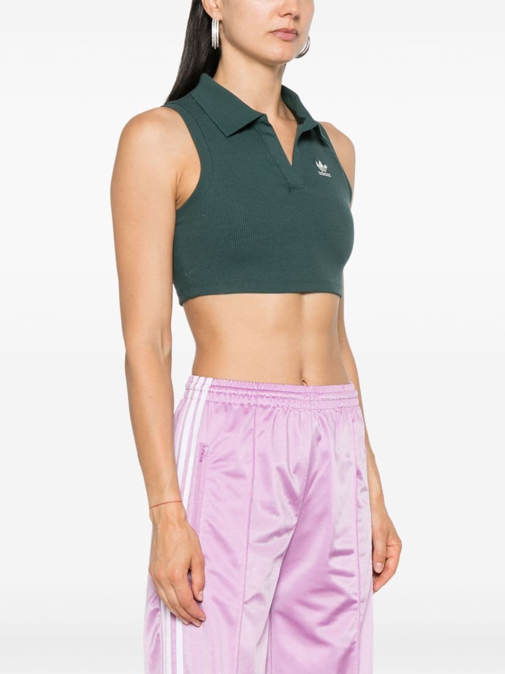 logo-embroidered ribbed crop top - 3