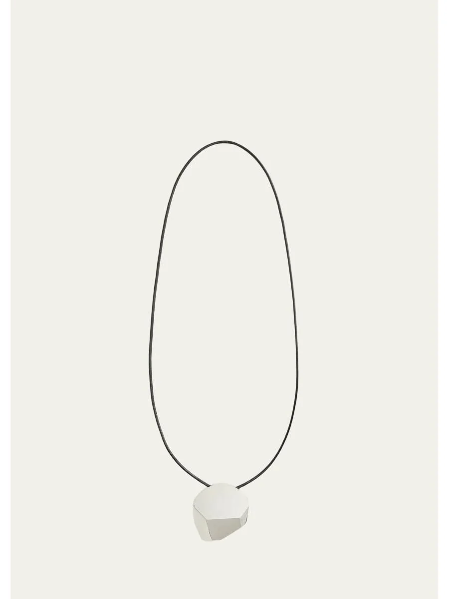 Geo Pendant Leather Necklace - 1