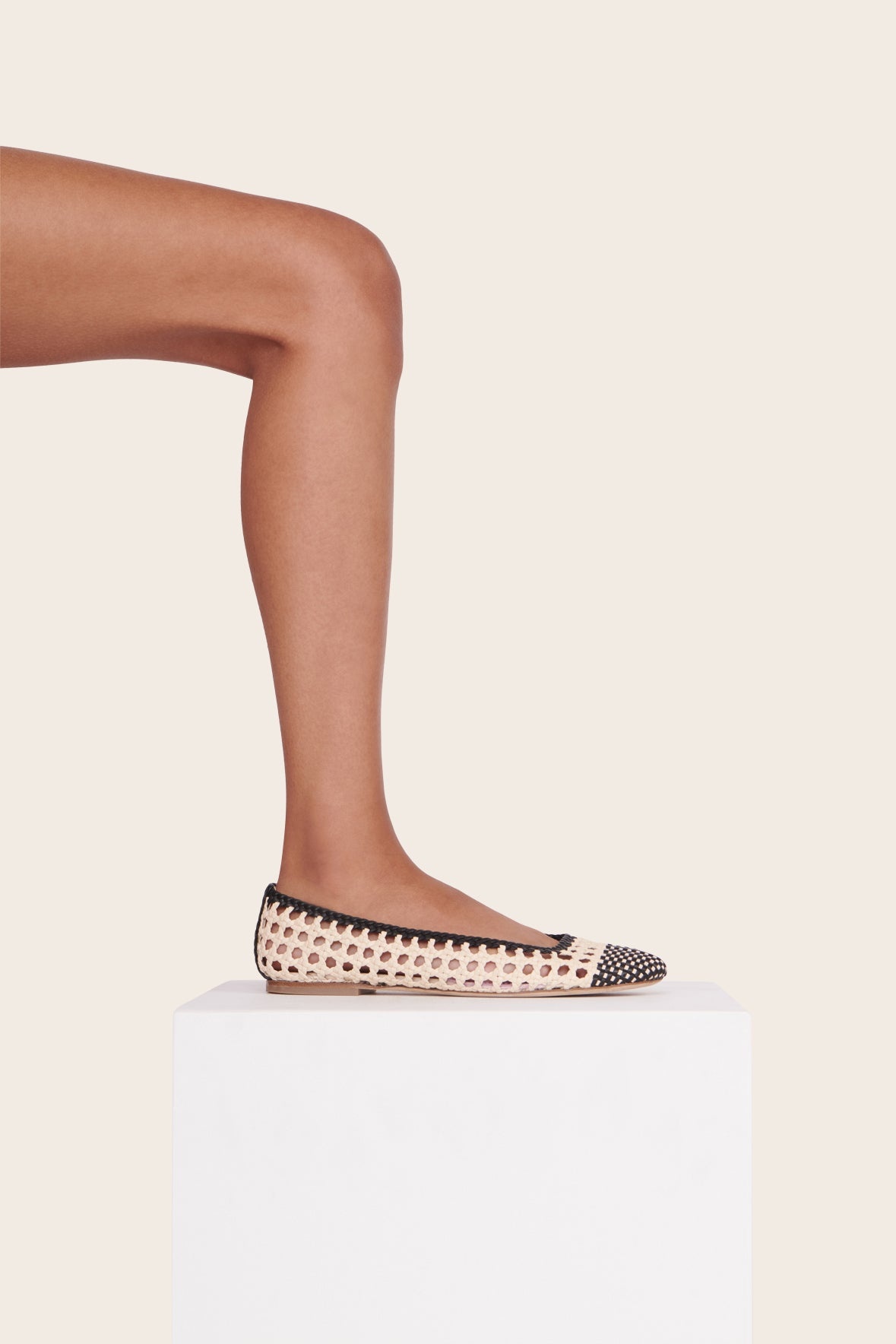 STAUD NELL CROCHET BALLERINA CREAM BLACK - 4