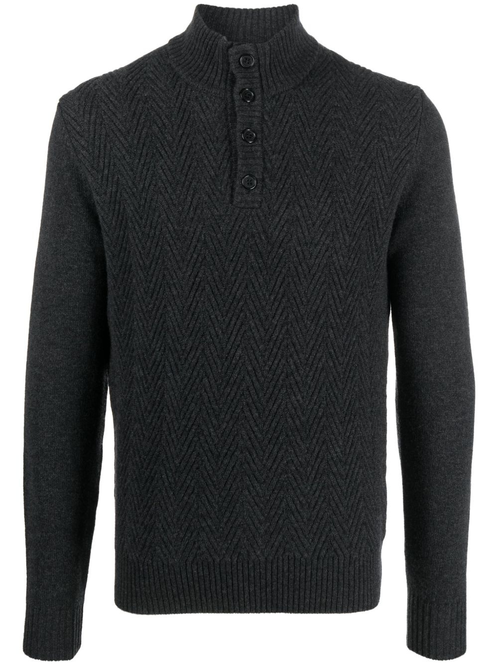herringbone mock-neck jumper - 1