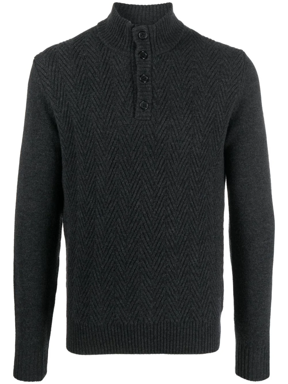 herringbone mock-neck jumper - 1