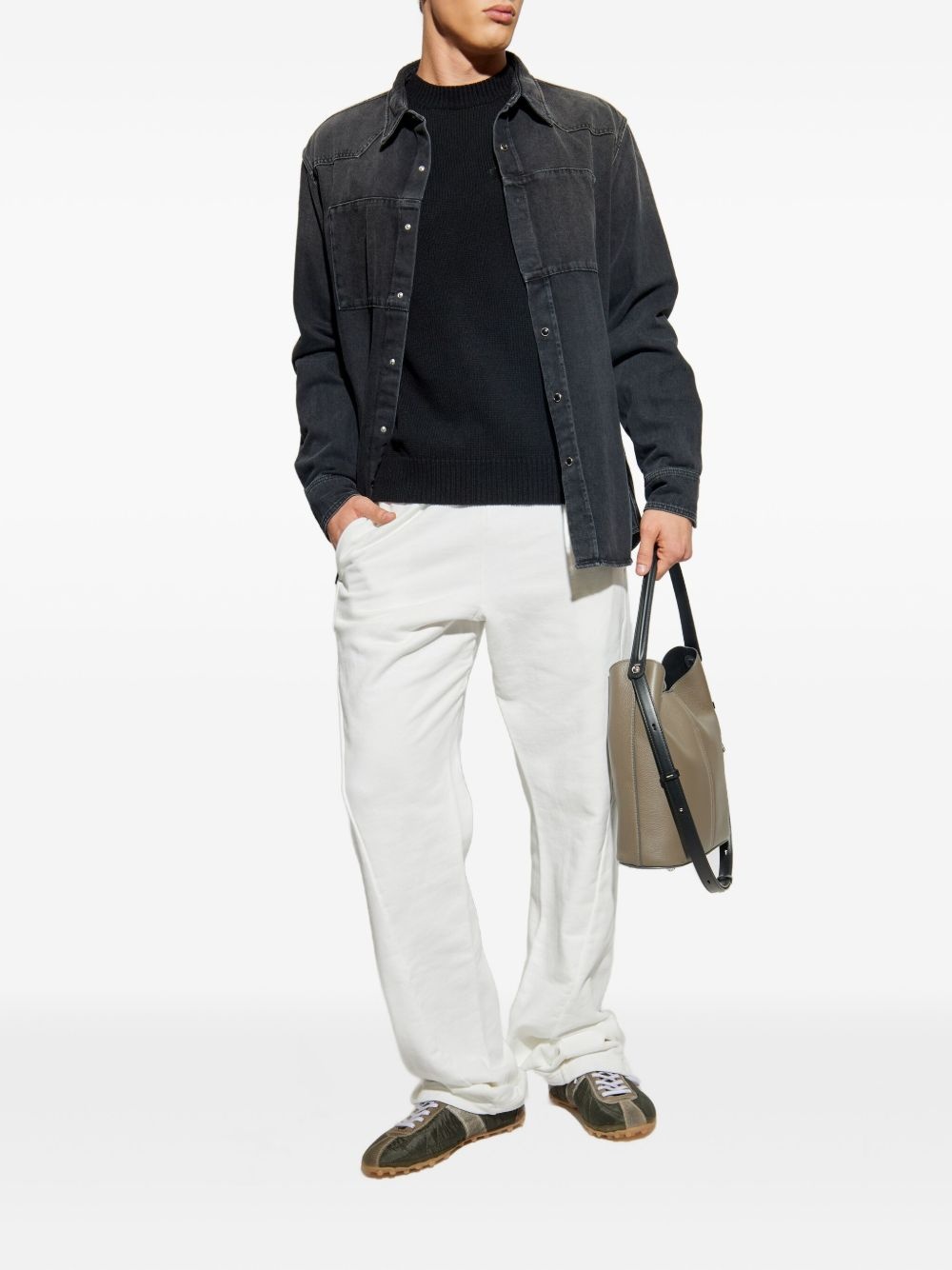elasticated-waistband cotton track pants - 2