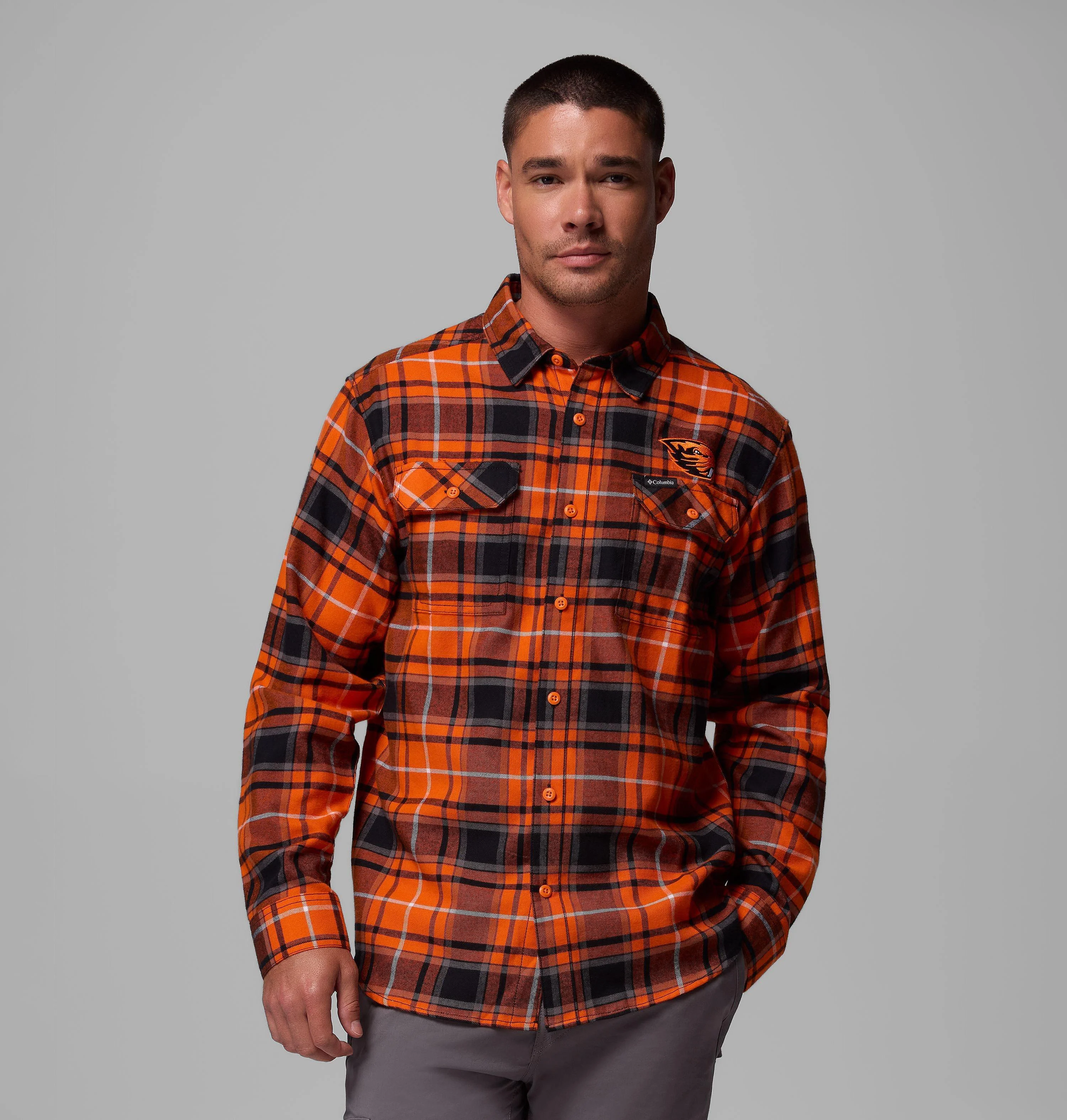 Men's Collegiate Flare Gun Flannel Long Sleeve Shirt - Oregon State - 1