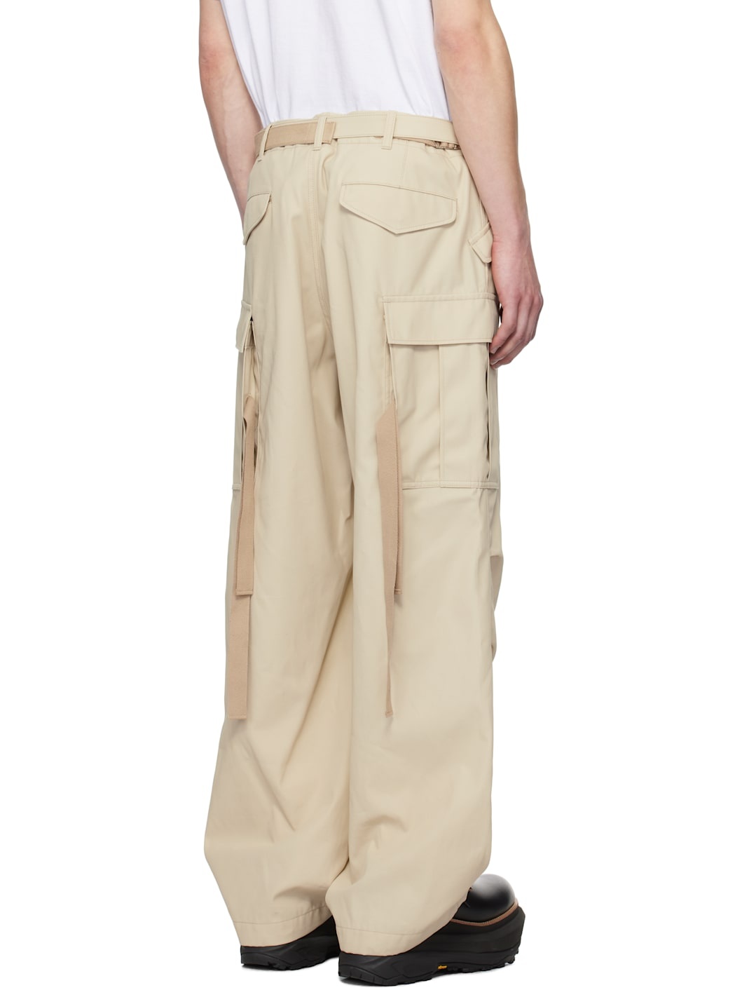 Beige Cotton Twill Cargo Pants - 3