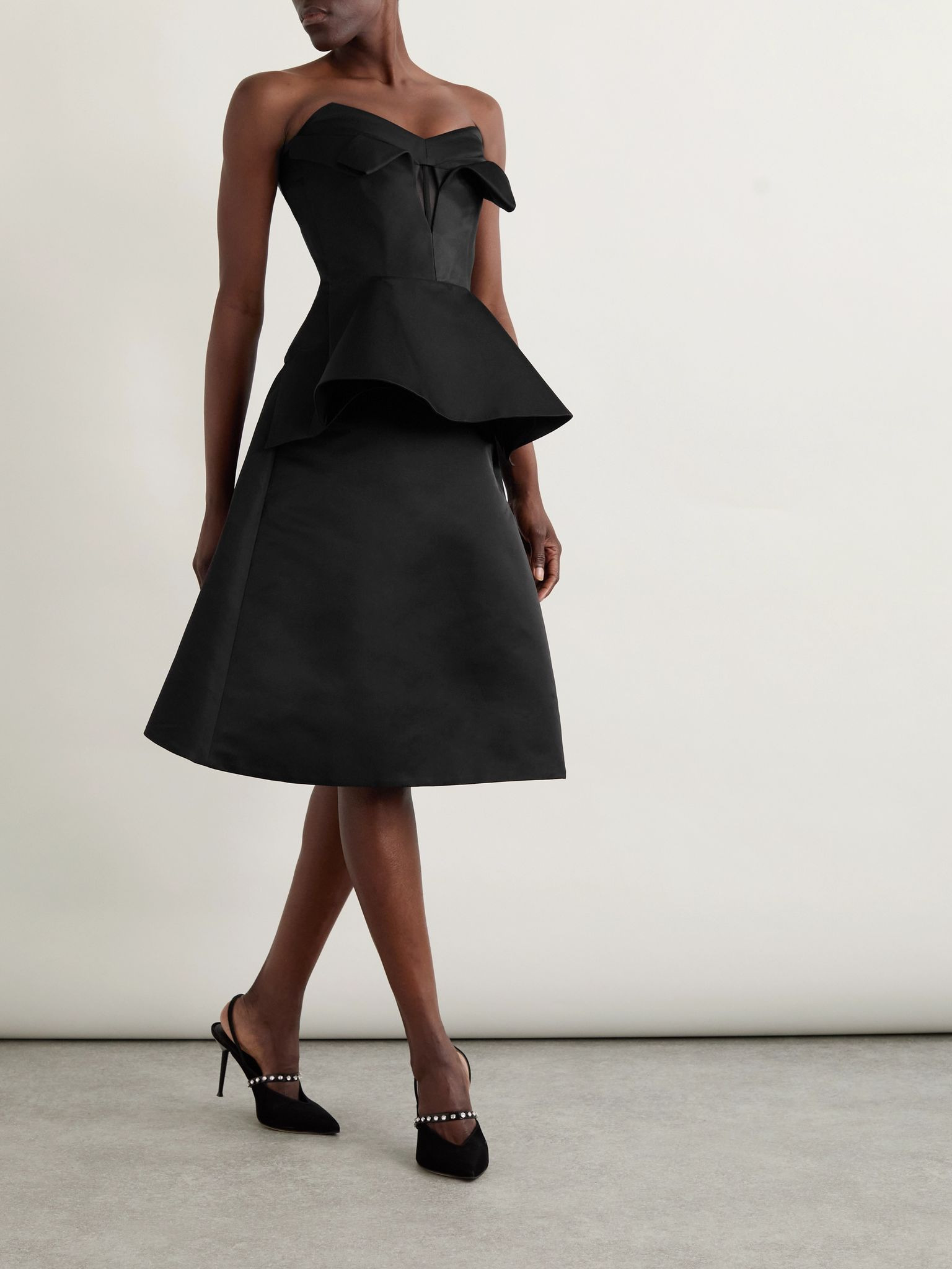 Satin midi skirt Black - 2