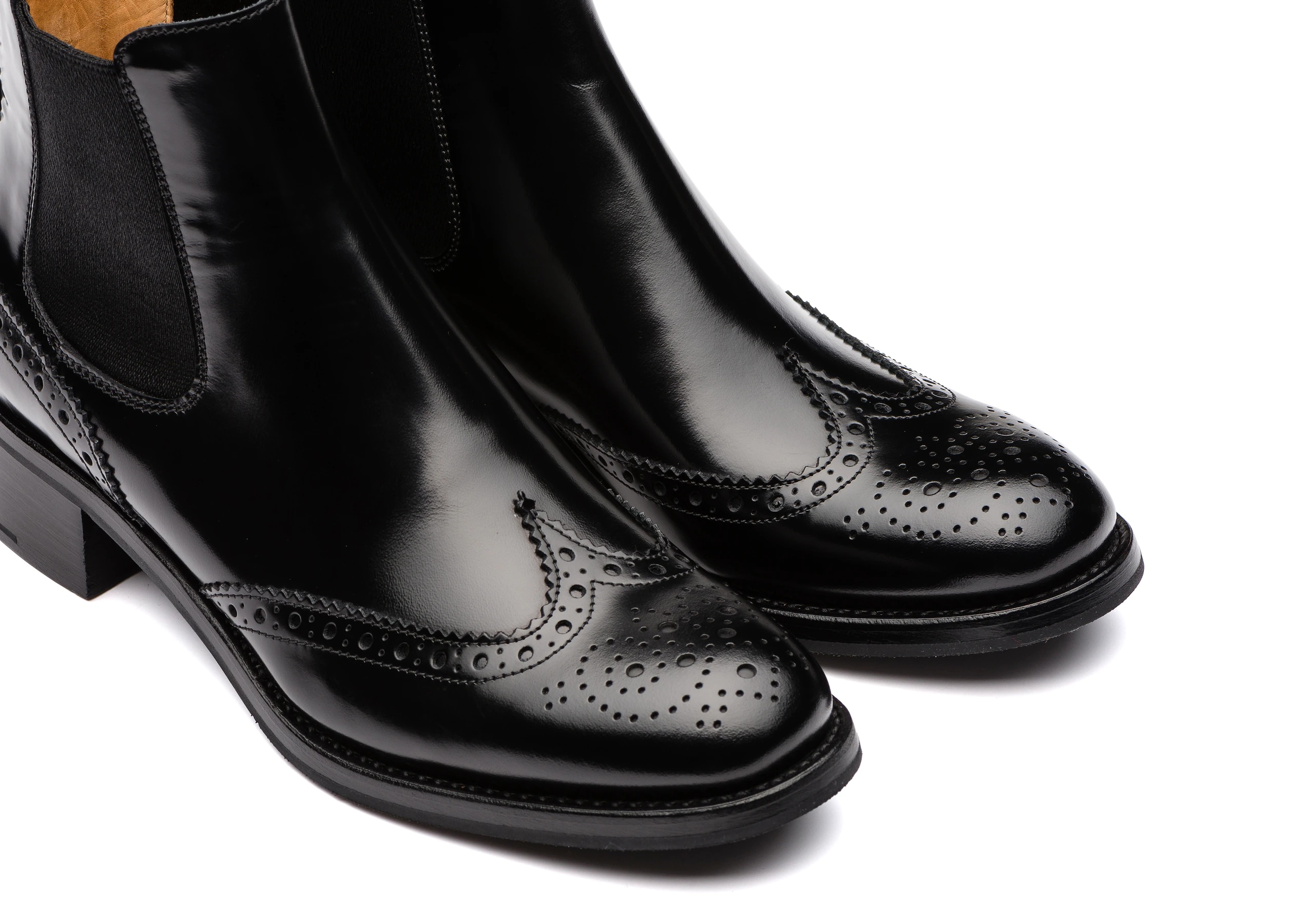 Church's Estella r Polished Fumè Chelsea Boot Brogue Black