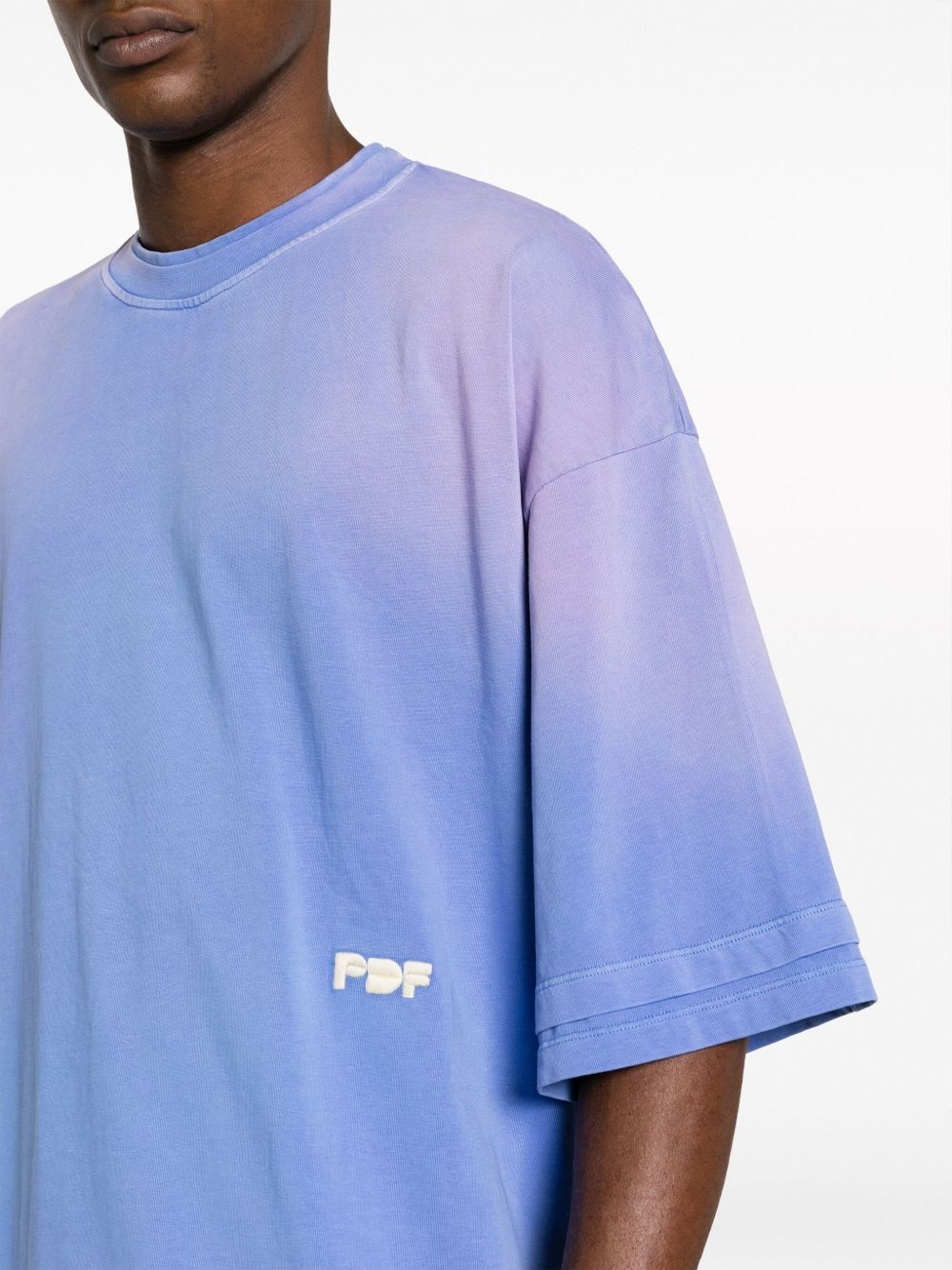 bleached-effect logo-embroidered cotton T-shirt - 5