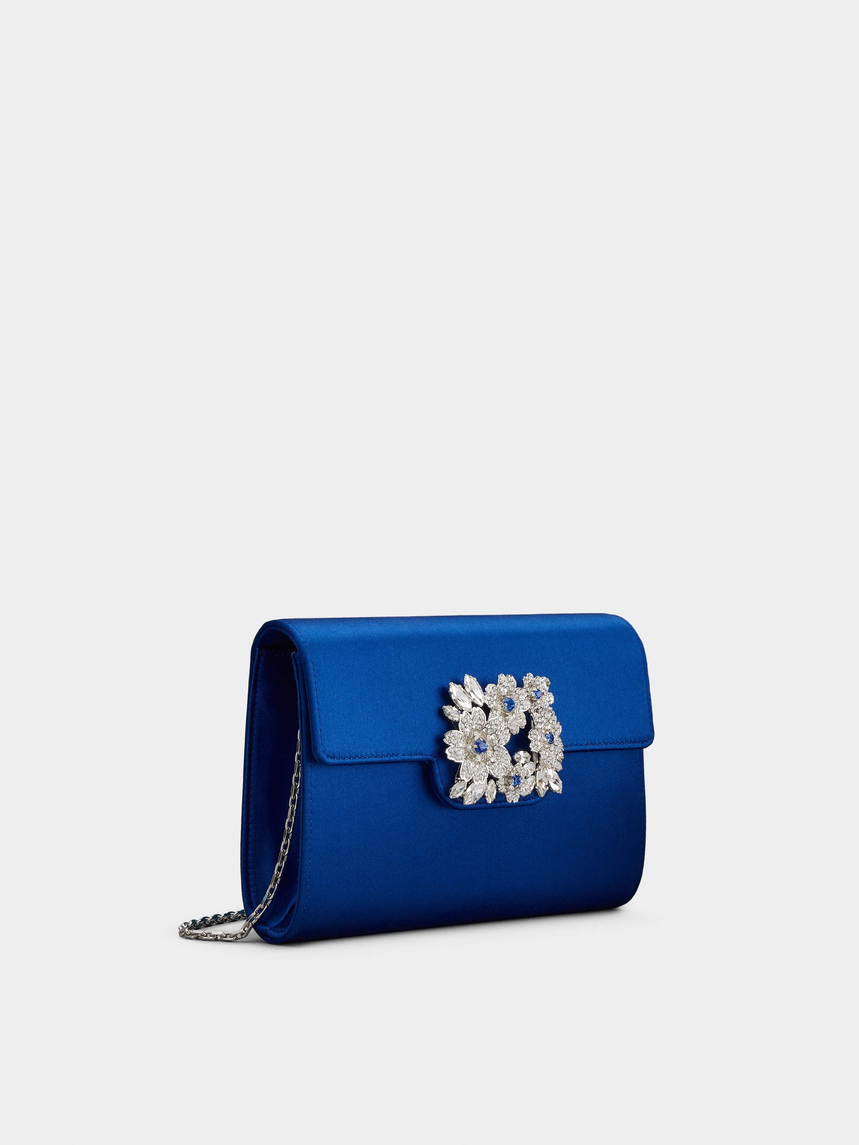 RV Bouquet Strass Colored Buckle Clutch in Satin - 3