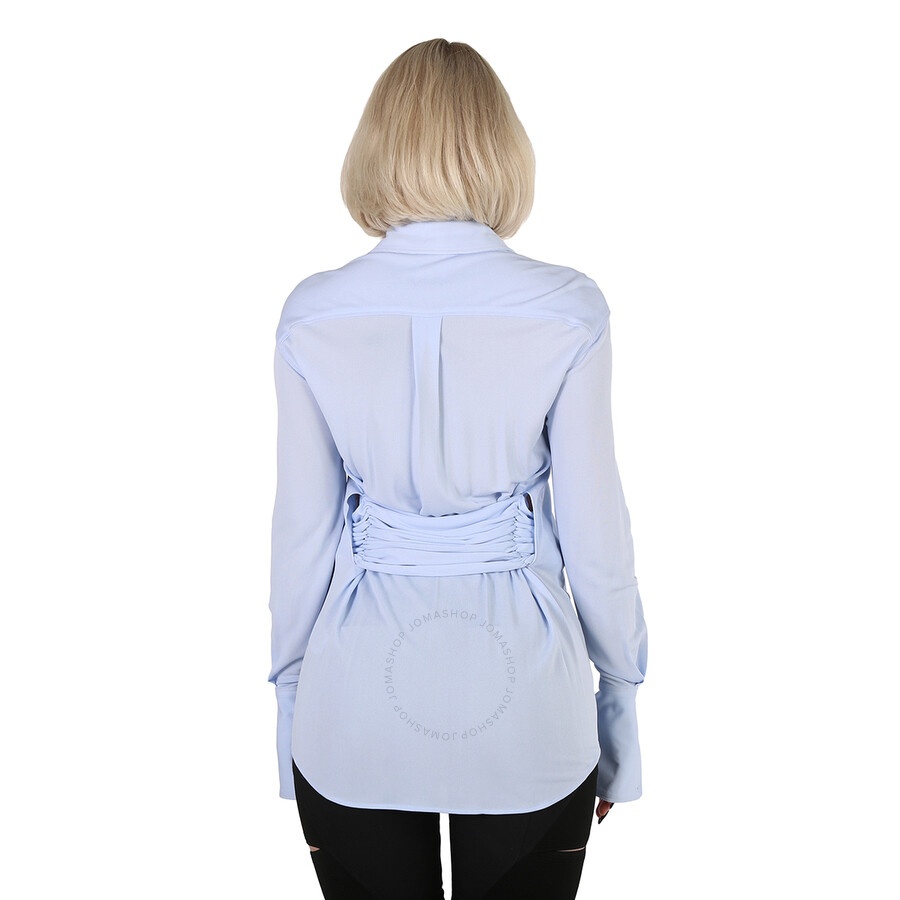 Burberry Ladies Pale Blue Sash Detail Jersey Oversized Shirt - 6