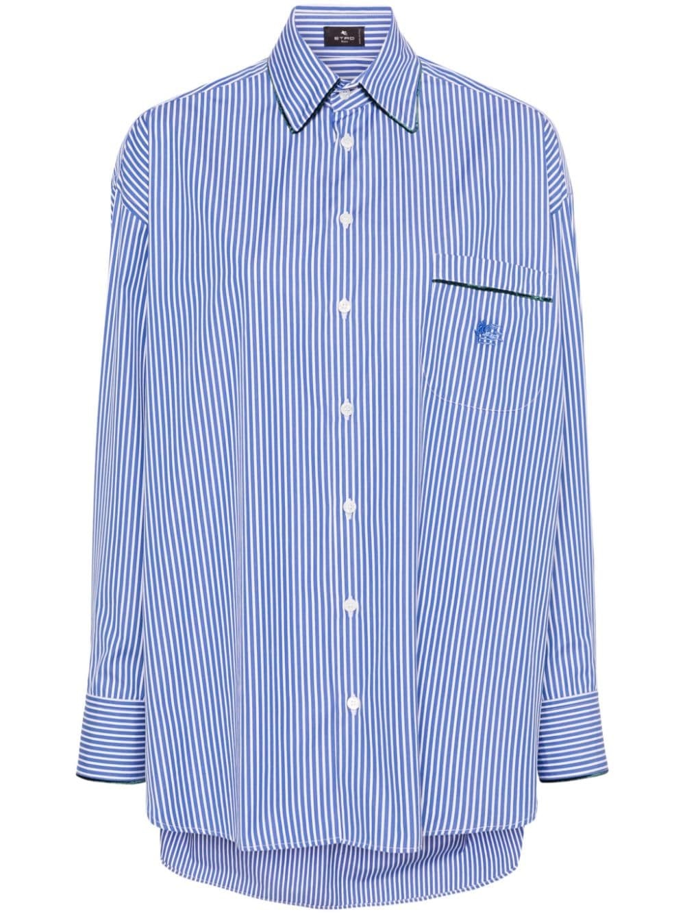 logo-embroidered striped cotton shirt - 1