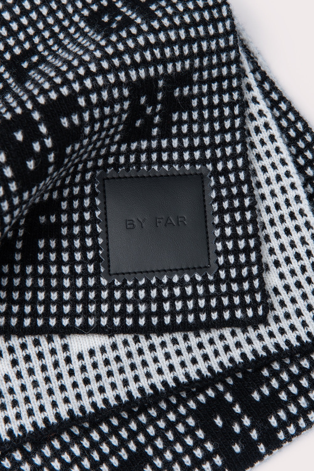 Jacquard Grid Scarf Black Wool - 2