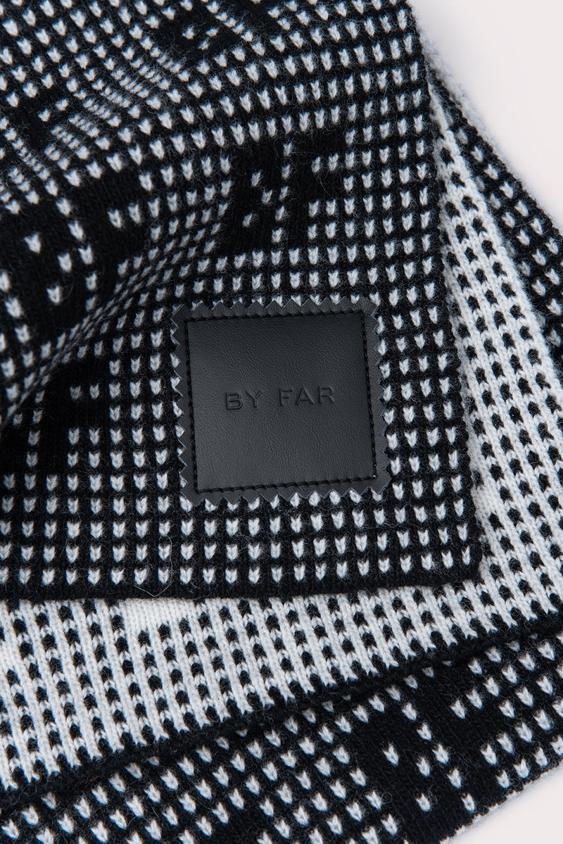 BY FAR Jacquard Grid Scarf Black Wool outlook