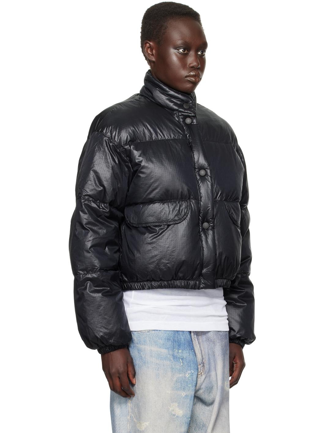 Black Cropped Inhale Puffa Down Jacket - 2