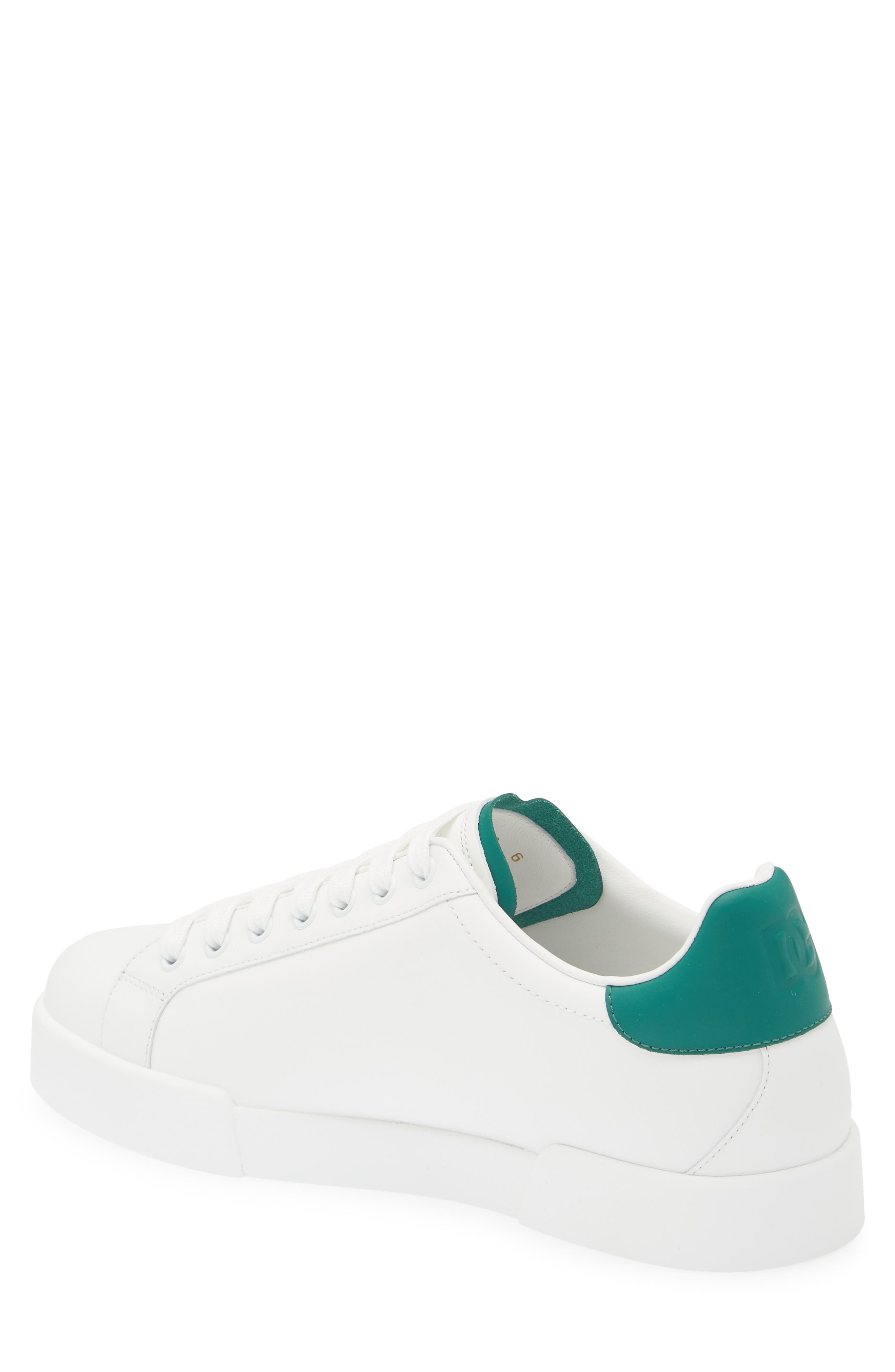 Dolce&Gabbana Portofino Leather Low Top Sneaker in Bianco/Smeraldo at Nordstrom - 2