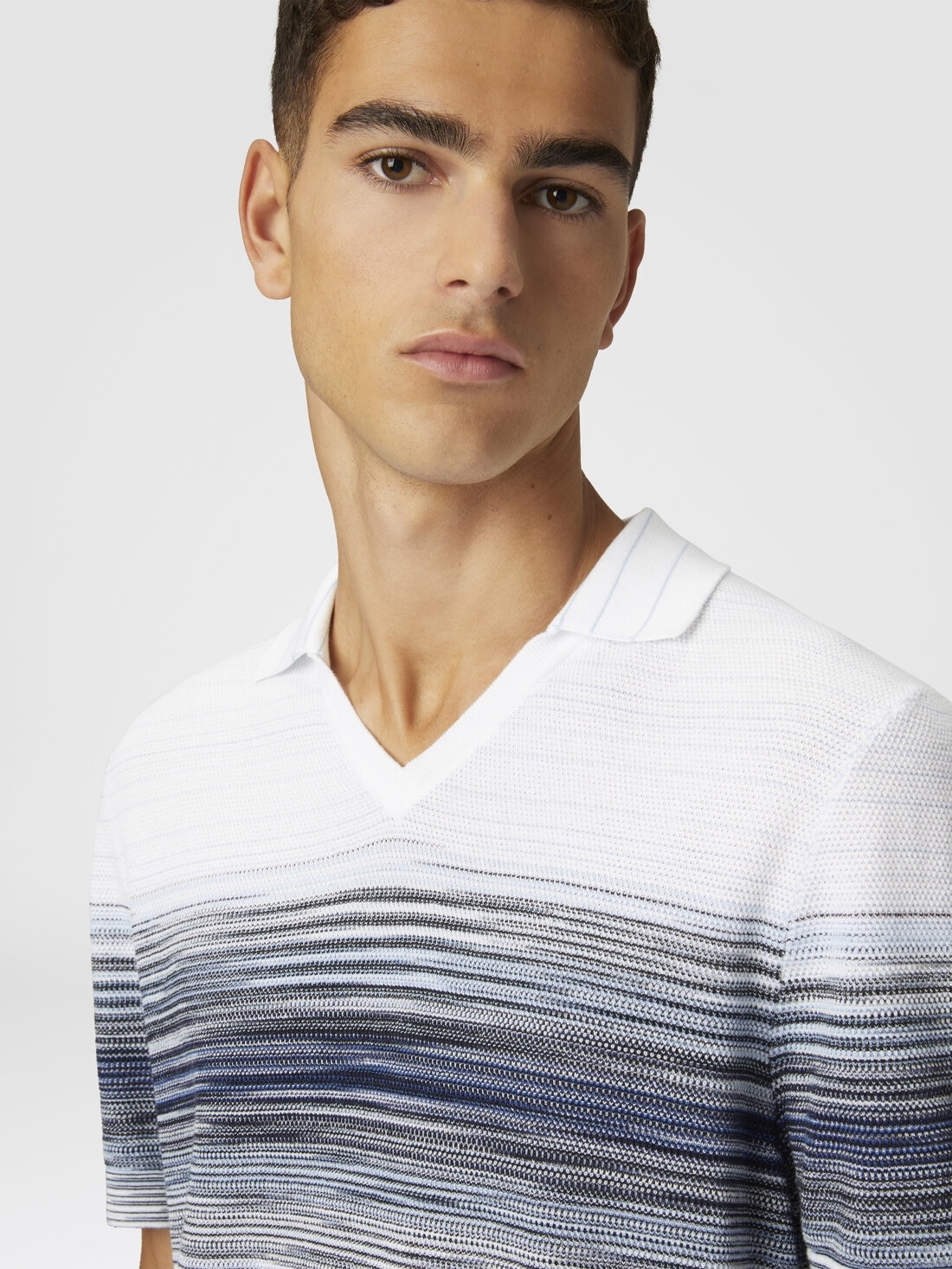 Honeycomb cotton knit polo shirt with slub detail - 5
