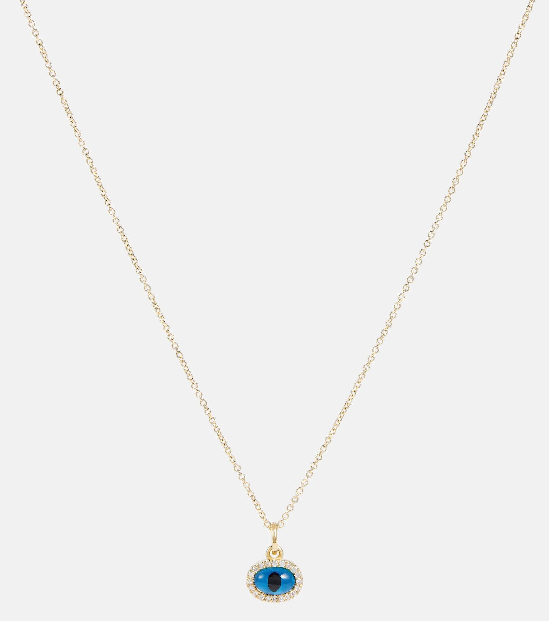 Mini Oval Eye 18kt gold necklace with diamonds - 1