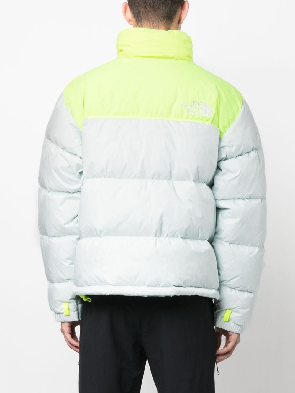 two-tone logo-print puffer jacket - 4