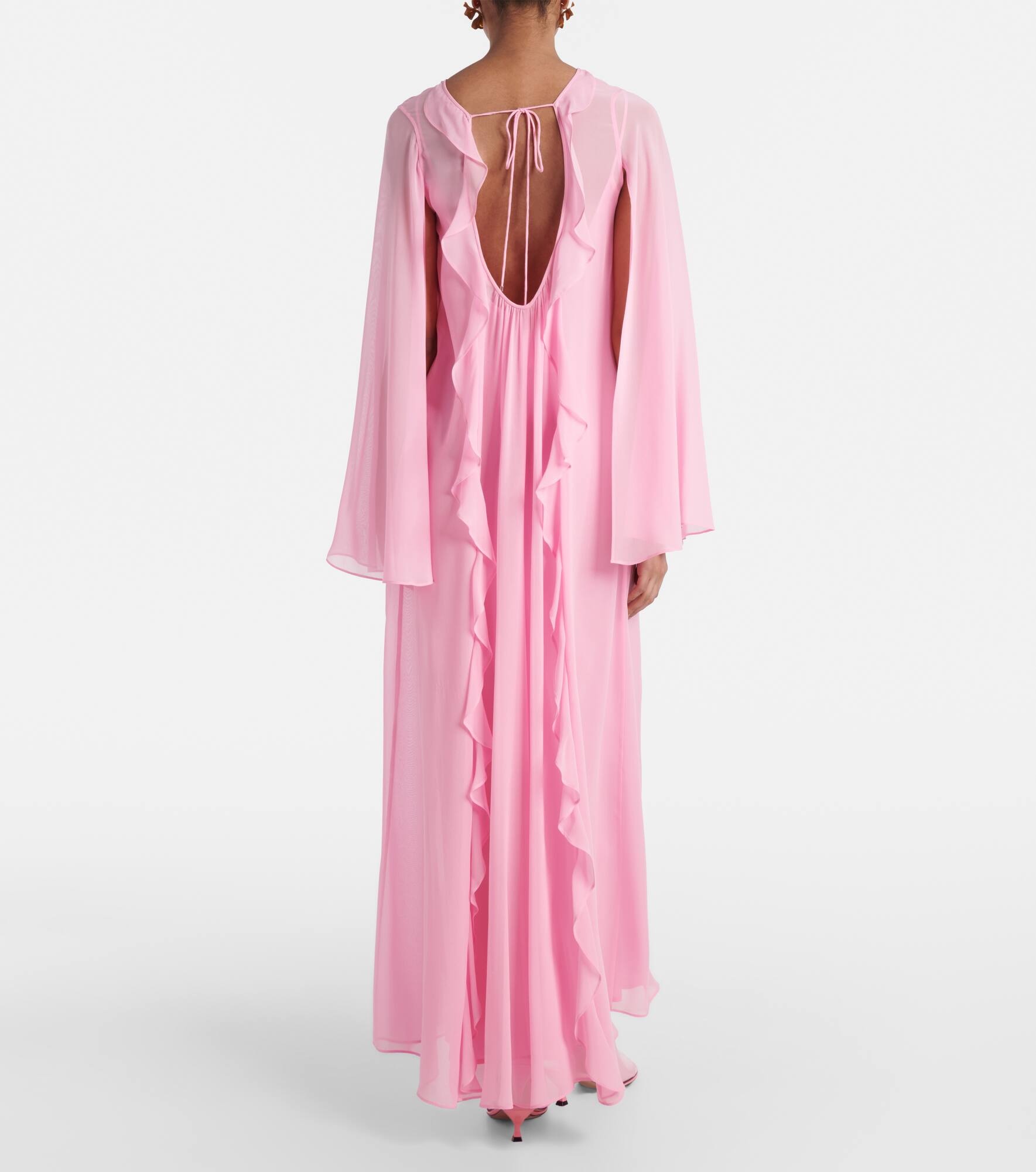 Smirne floral-appliqué georgette maxi dress - 3