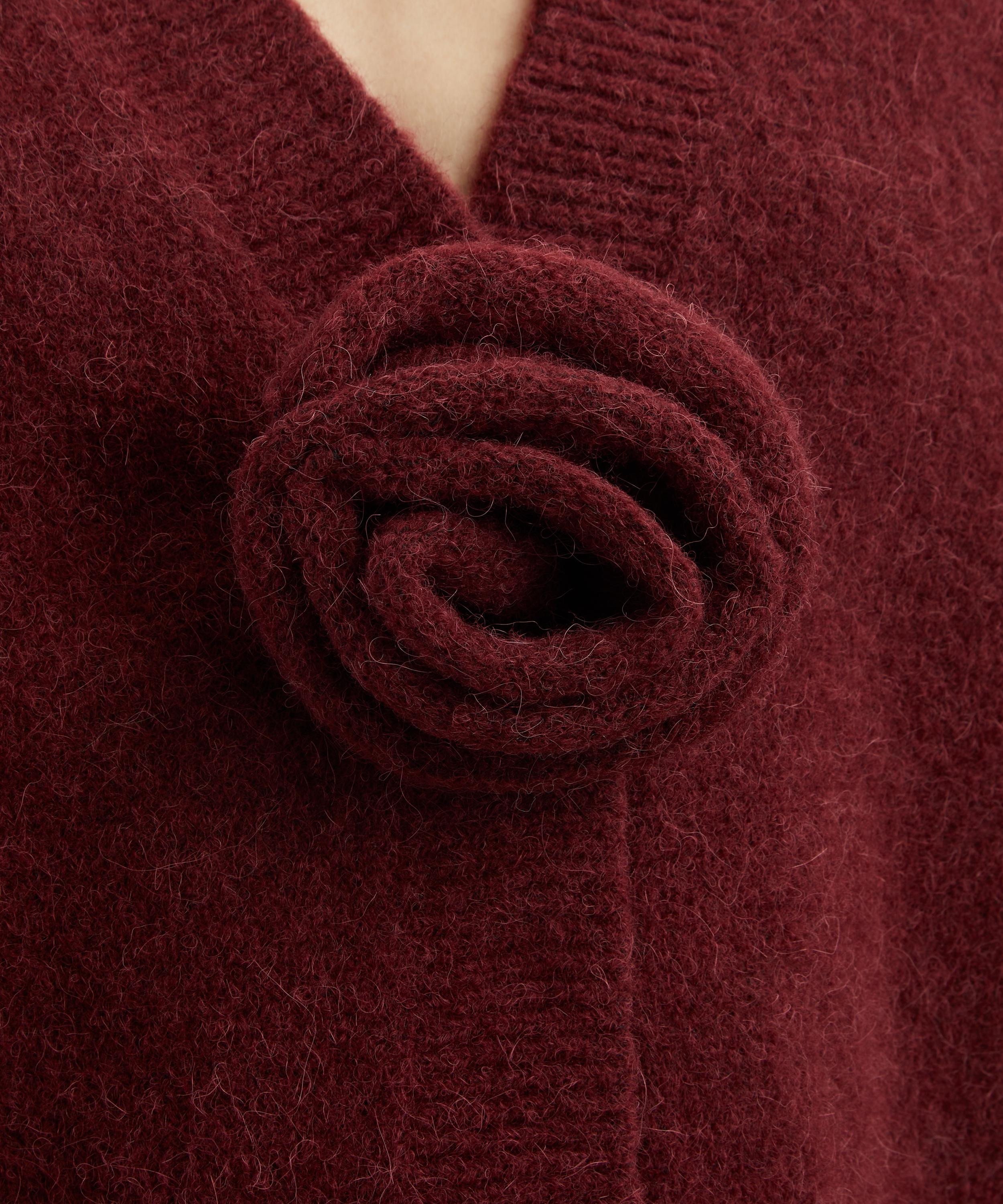 Bordeaux Knit Puff-Sleeve Cardigan - 5