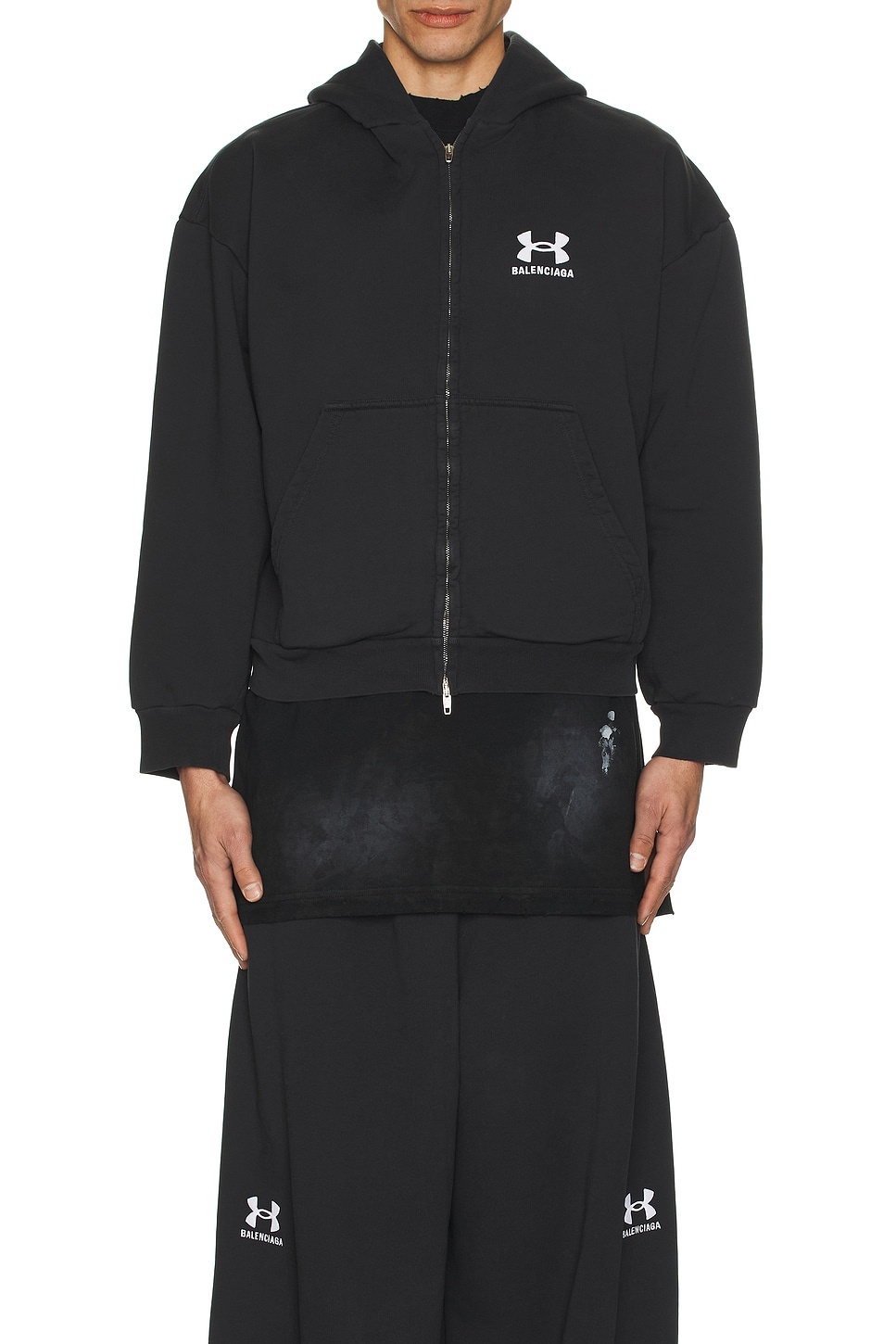 パーカー・フーディ Balenciaga UNDER ARMOUR ZIP HOODIE Balenciaga x Under Armour Zip-Up Hoodie in Washed Black
