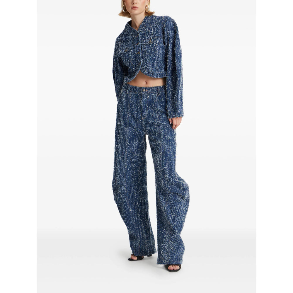Rotate Blue Trousers - High-Waisted Trousers Women - 4