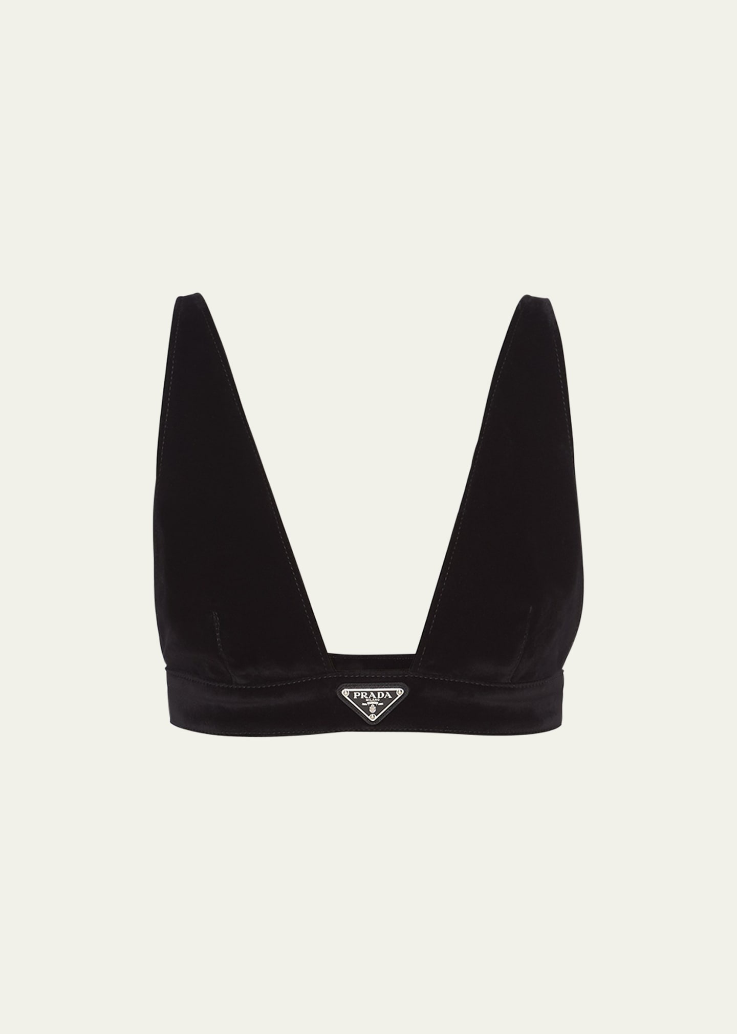 Velvet Denim Plunging Crop Top - 1