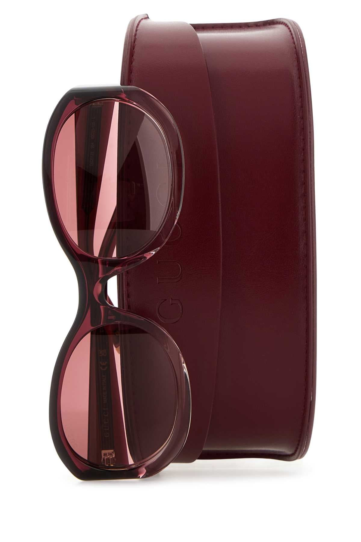 Gucci Women Burgundy Acetate Sunglasses - 3