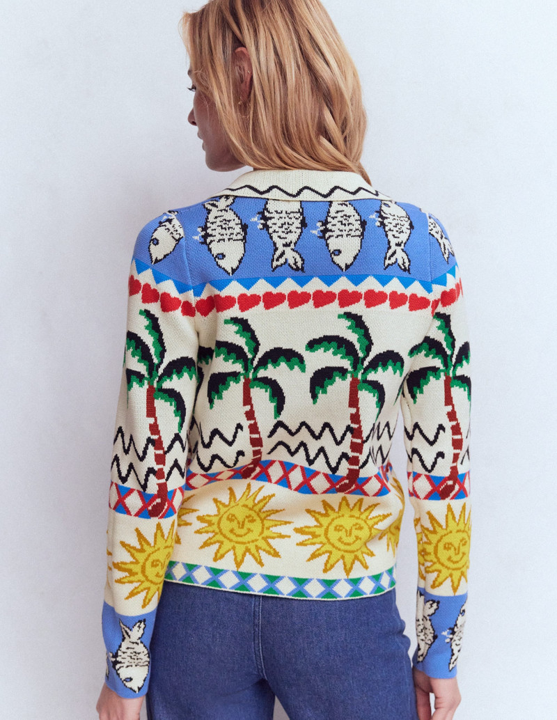Jacquard Knitted Shacket-Warm Ivory, Novelty 4