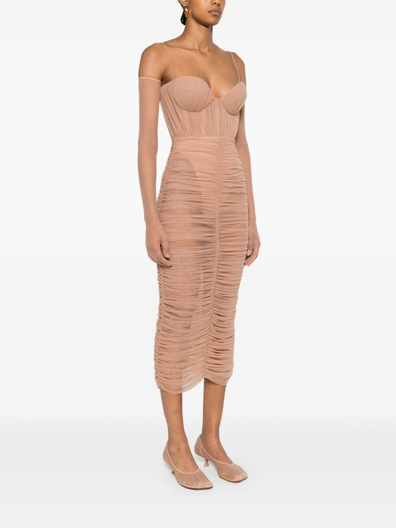 ruched mesh midi dress 3
